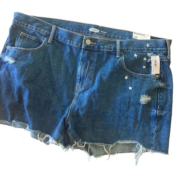 Old Navy Boyfriend Cutoff Shorts with Embroidered Stars 16‎ NWT FINAL - Picture 3 of 7